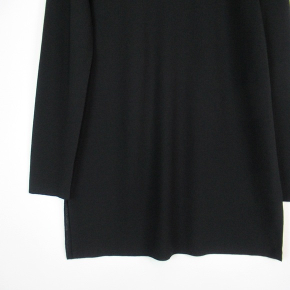 D. EXTERIOR Made In Italy Black Knit Tunic Top Faux-Leather Trim Size Large - Picture 4 of 12